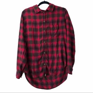 Red Long Sleeve Button Down Flannel
